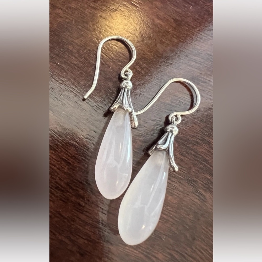 Ann king sterling silver rose quartz  Teardrop shaped Earrings